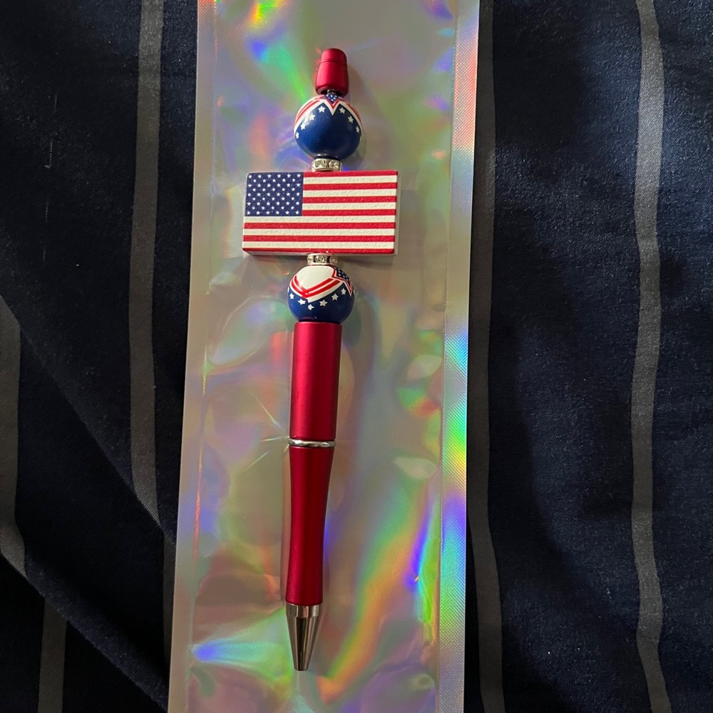 Patriotic Flag Beaded Red Pen